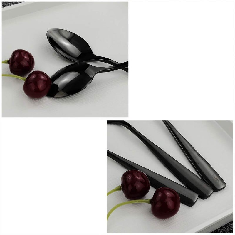 Teyyvn 16-Piece Stainless Steel Tea Spoons, Black Small Spoon - Image 3